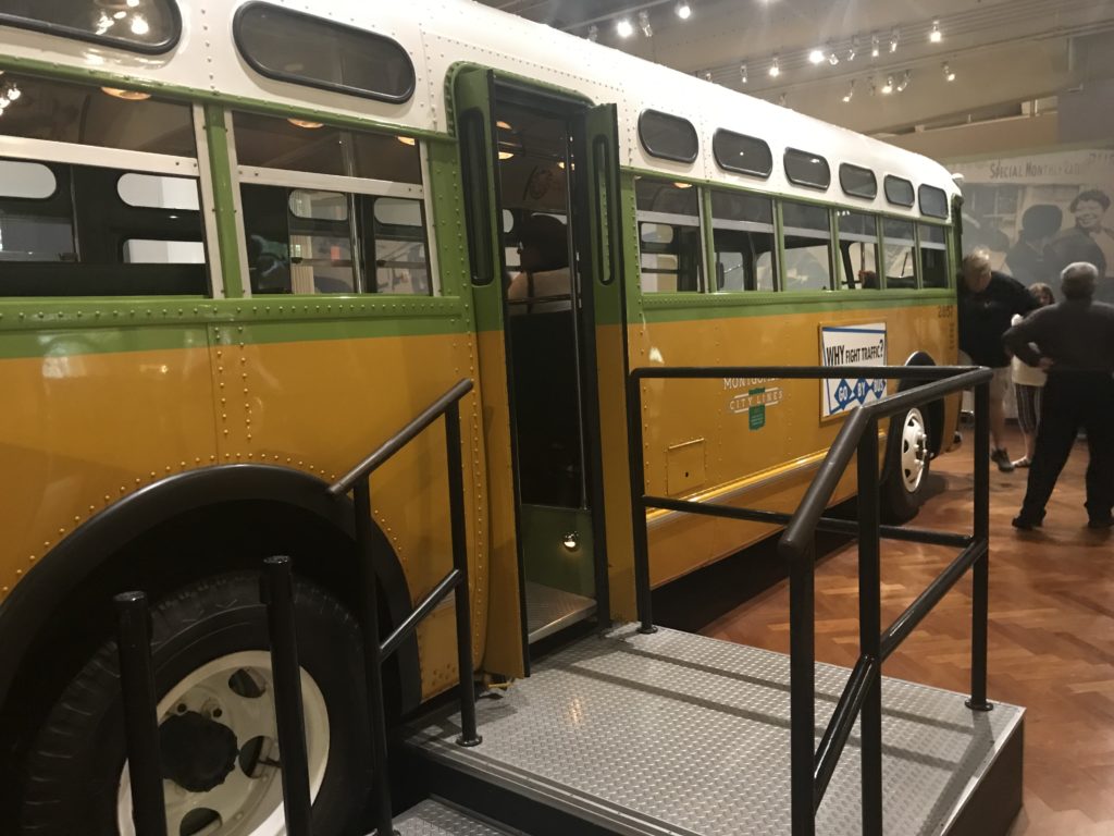 a bus with stairs leading to the door