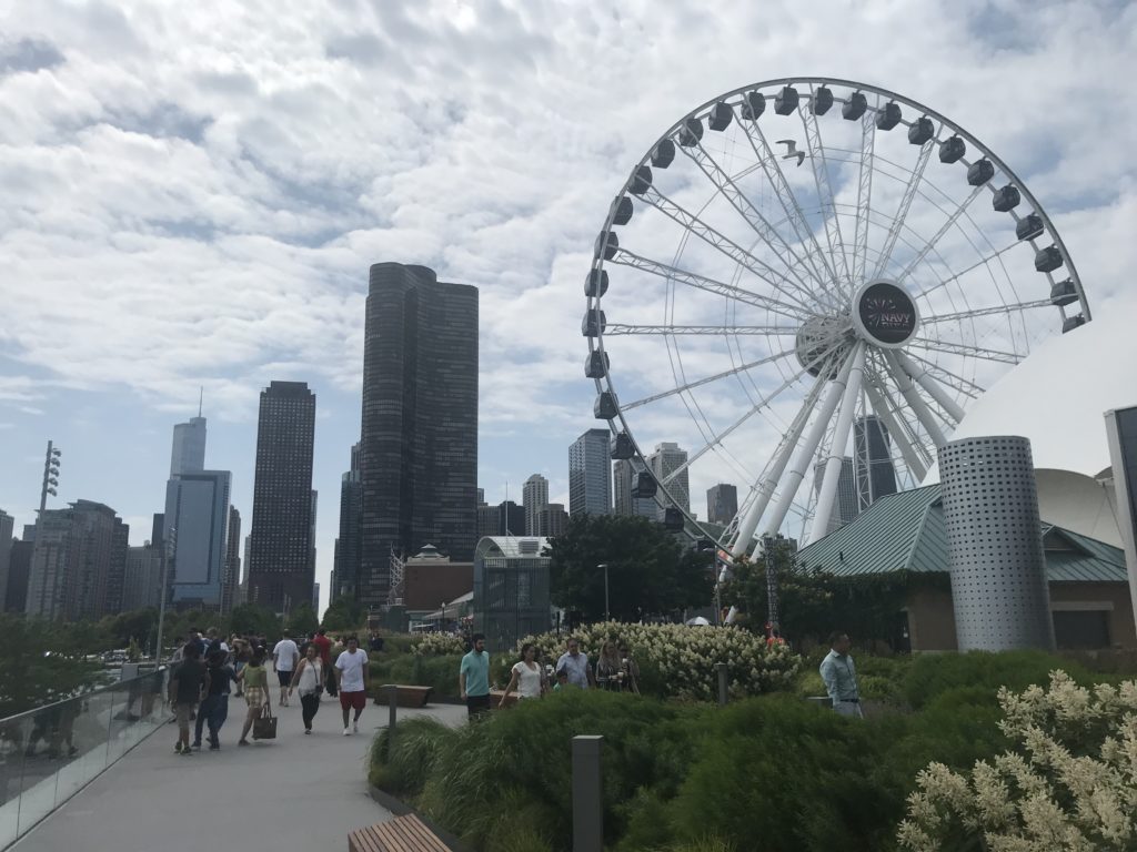a ferris wheel in a city