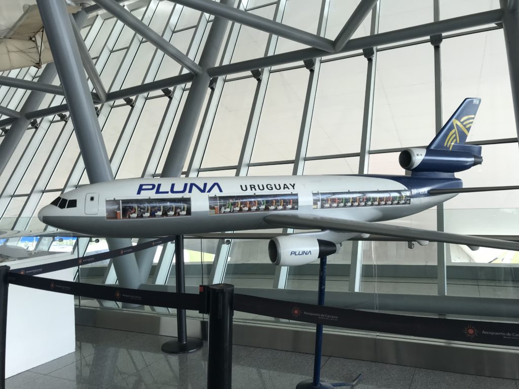 a model airplane in a building