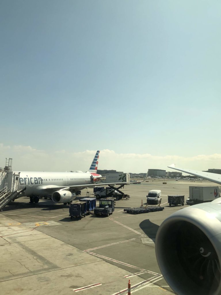 an airplane parked at an airport