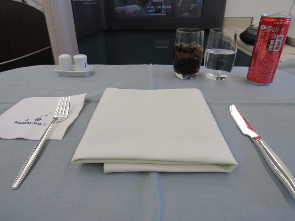 Table Set Up Korean Air A380 First Class 