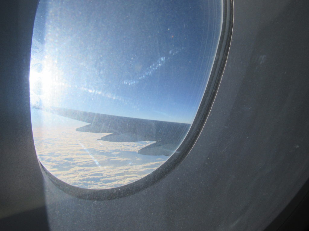 a view of the sky from an airplane window