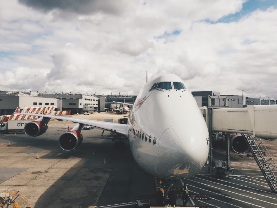 a plane parked at an airport