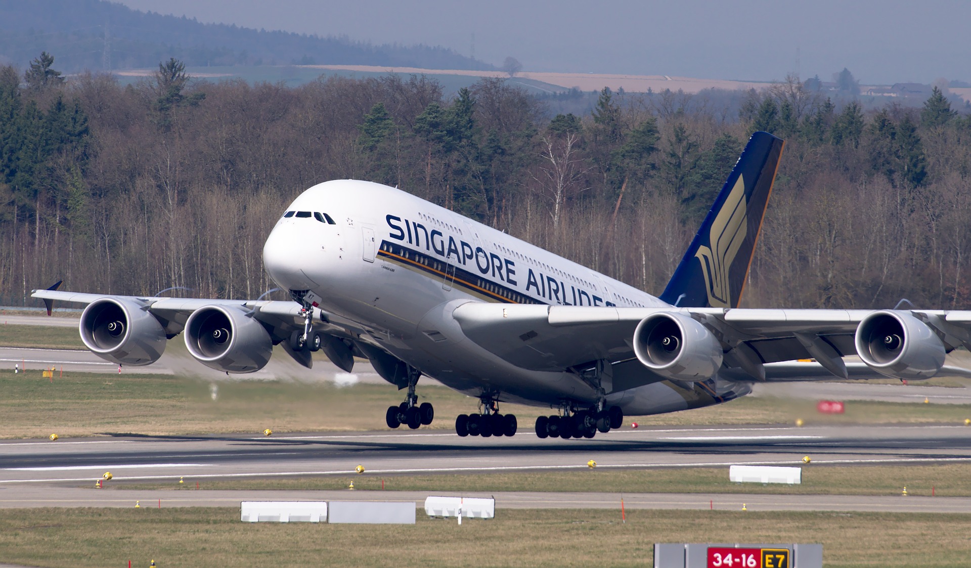 a large airplane taking off