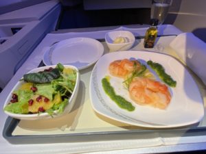 a plate of food on a tray