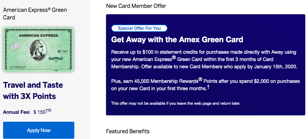 Amex Green Card: Get it with a 45,000 points sign-up bonus!