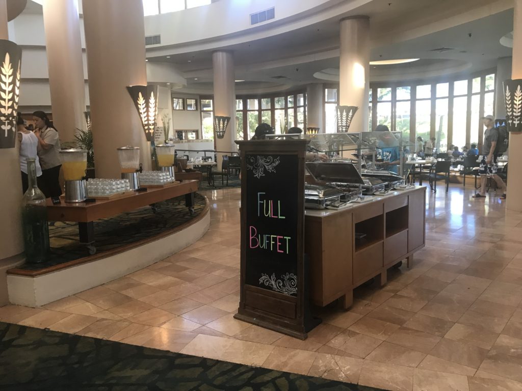 a buffet in a hotel