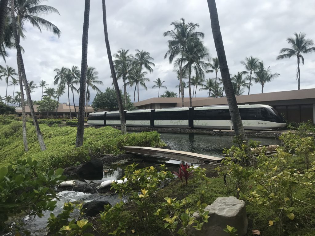 a train passing by a river