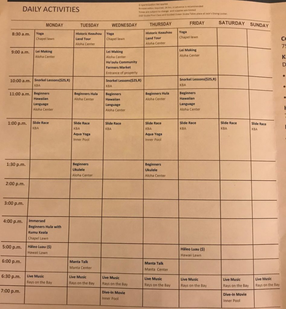 a paper with a schedule