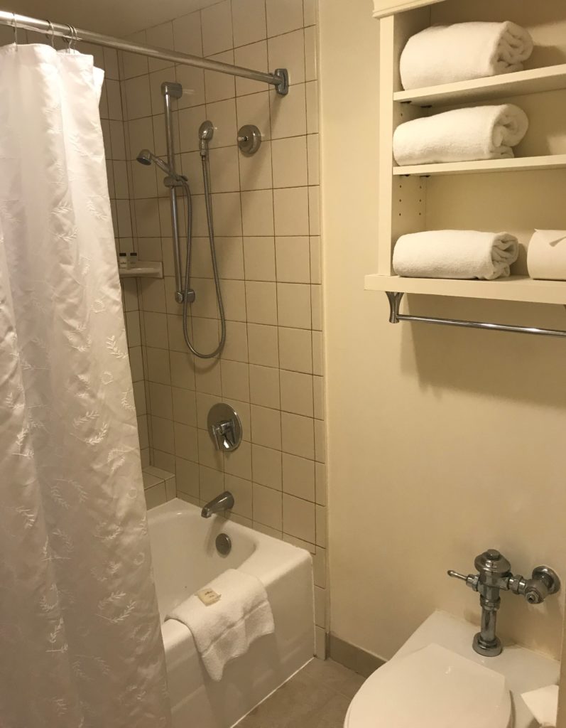 a bathroom with a shower and bathtub