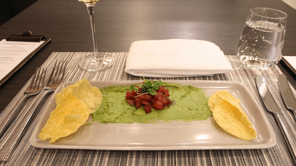 Tuna tartare served at the American Airlines Flagship Dining Room