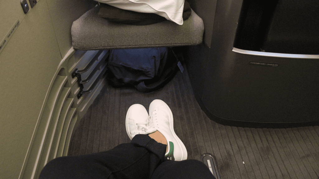 Legroom aboard a Boeing 777-300ER in Cathay Pacific first class