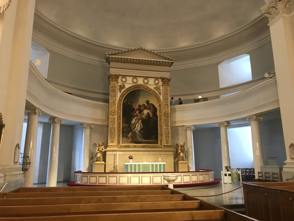 a large painting in a church