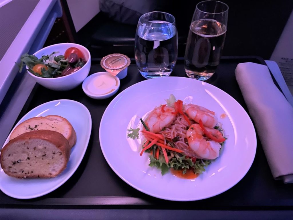 Hong Kong to Sydney dinner starter Cathay Pacific Business Class