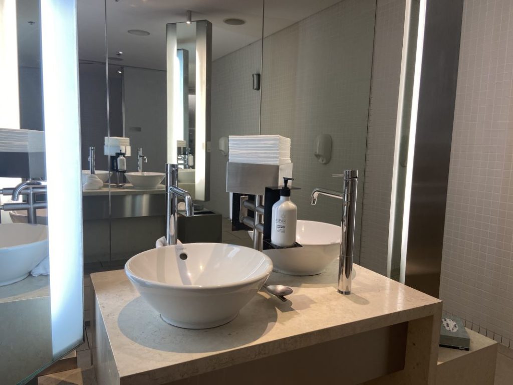 Qantas International business class lounge Sydney Men's toilet basin