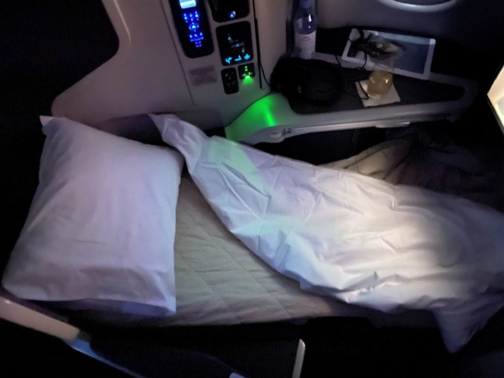 Hong Kong to Sydney Cathay Pacific Airbus A330-300 business class seat bed