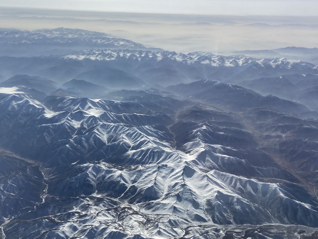 Views of mountains in China when flying