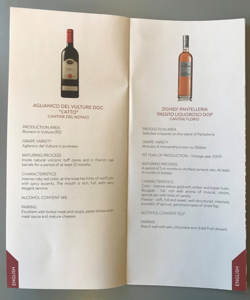 Alitalia 777-200ER Business Class wine