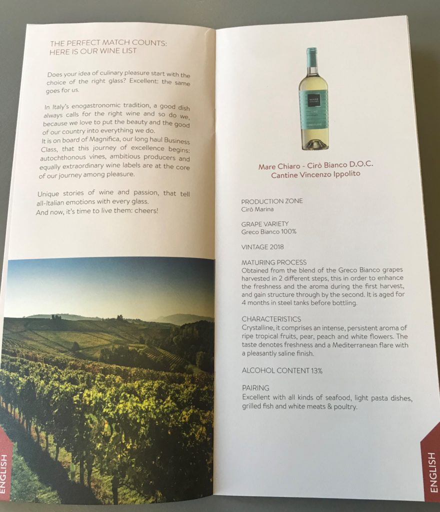 a brochure of a wine list