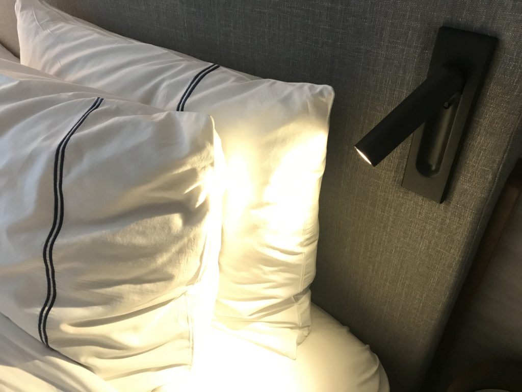 a light on a bed