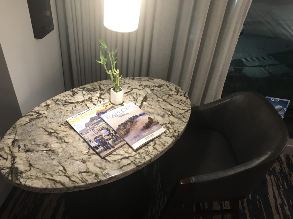 a table with a plant on it