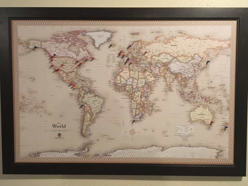 magnetic-pin world travel map gift