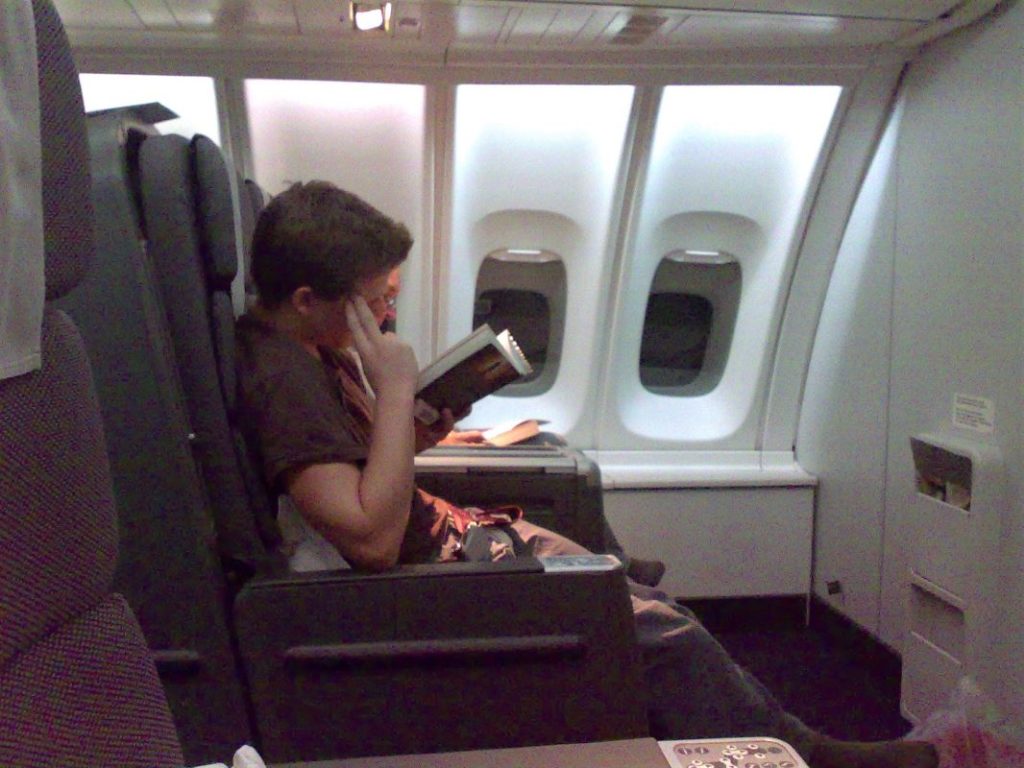 Qantas upper deck business class Skybed seats