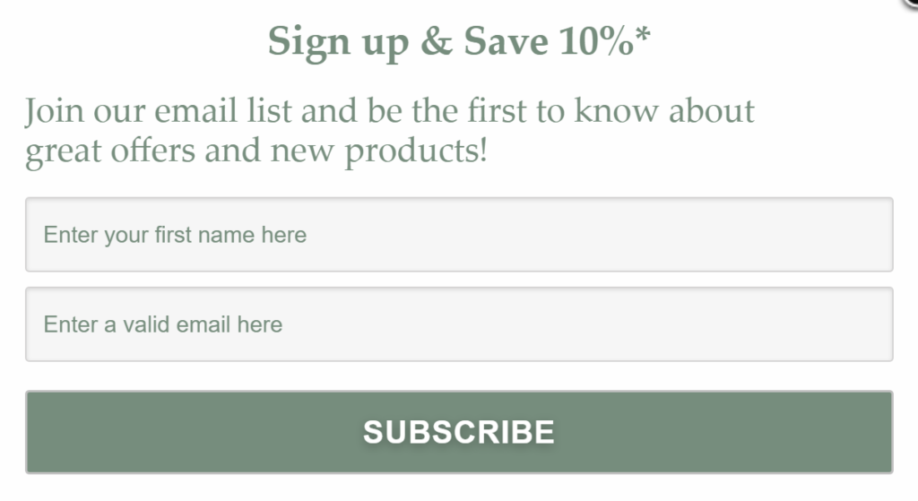 a screenshot of a sign up form