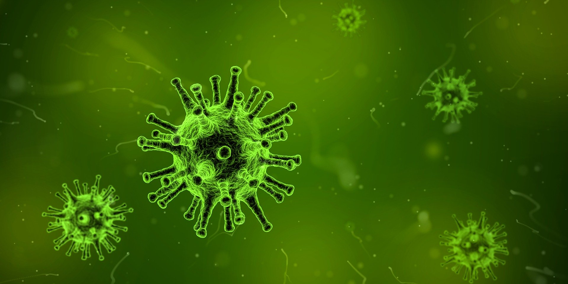 a green virus under a microscope