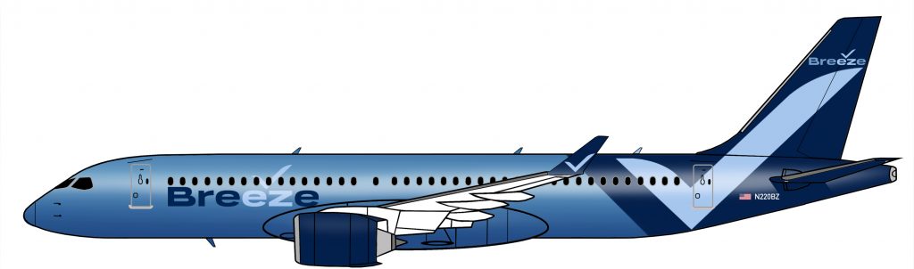 Breeze Airways Airbus A220 Livery