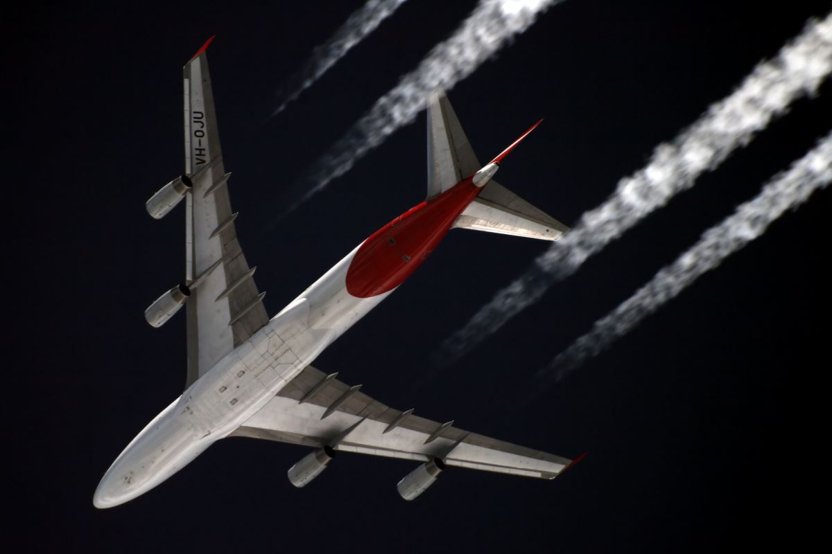 a plane flying in the sky