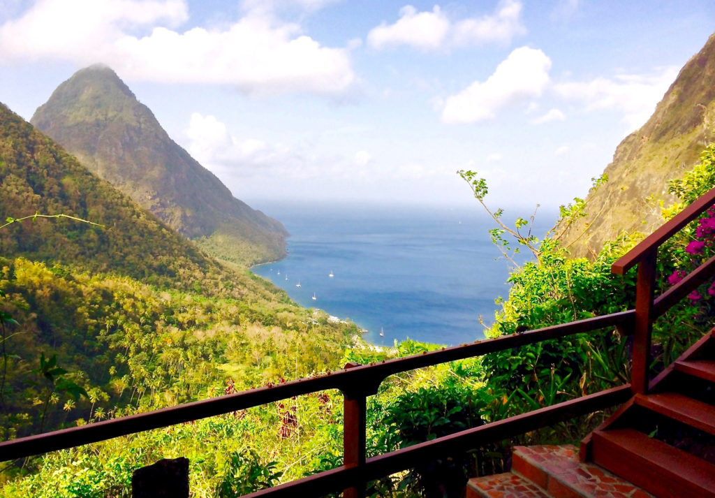 a railing overlooking a body of water