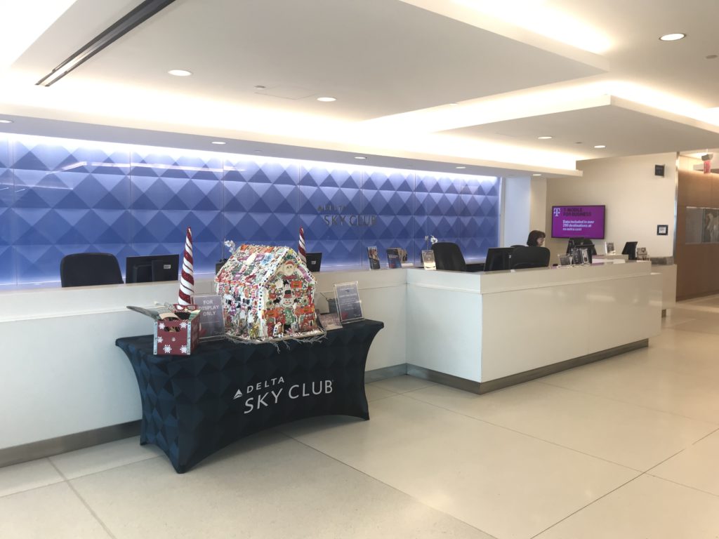 a reception desk in a building