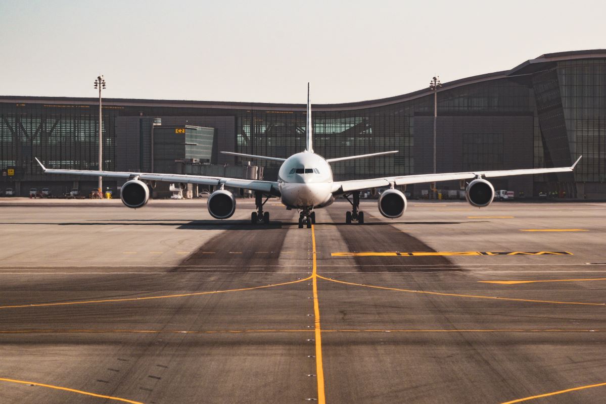 an airplane on the runway