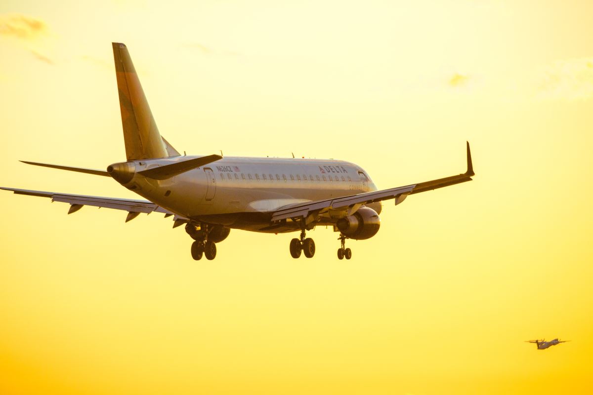 a plane flying in the sky