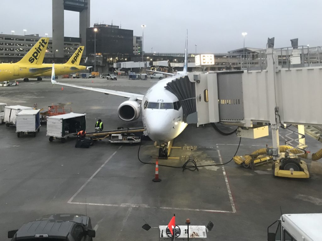 an airplane parked at an airport