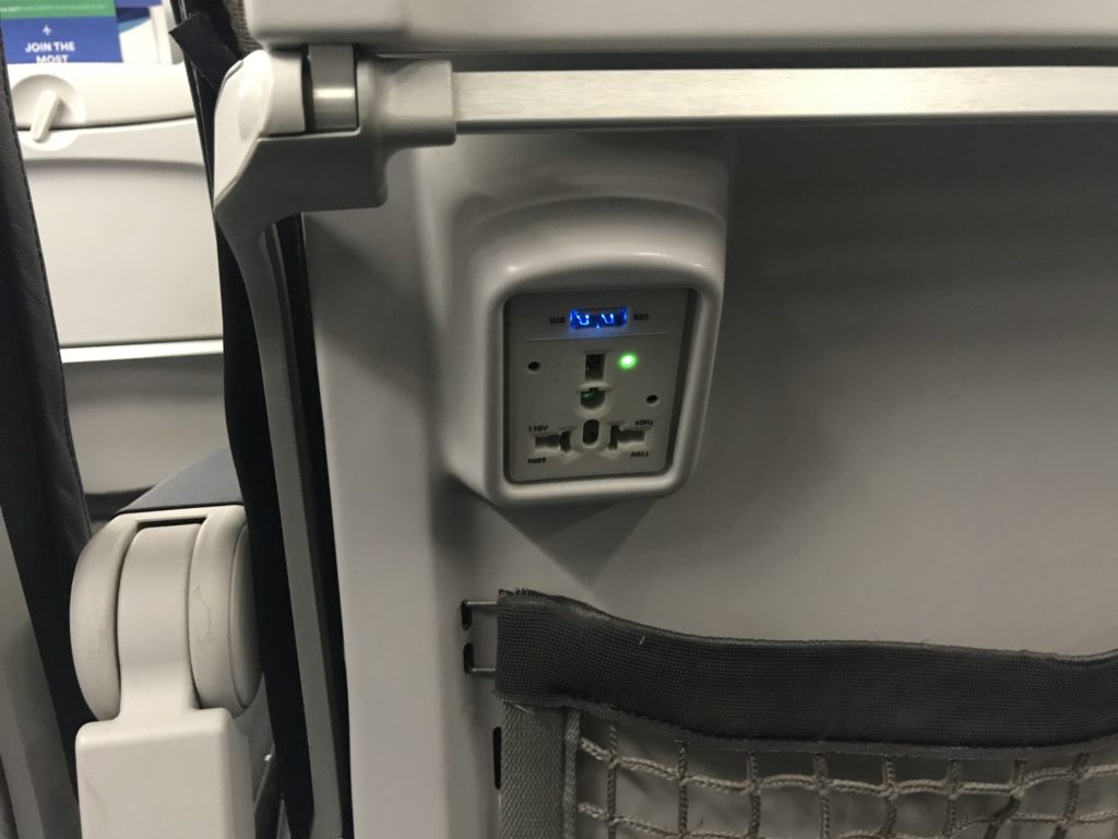 a power outlet on a plane