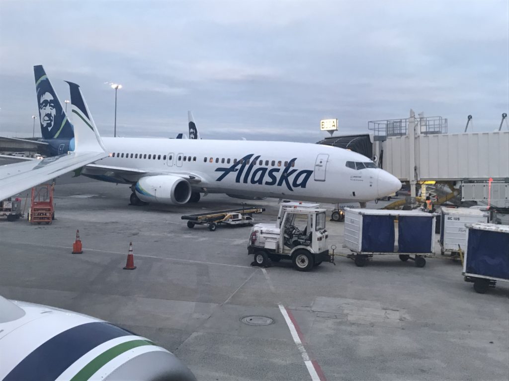 Alaska Airlines 737-900 Premium Class parked