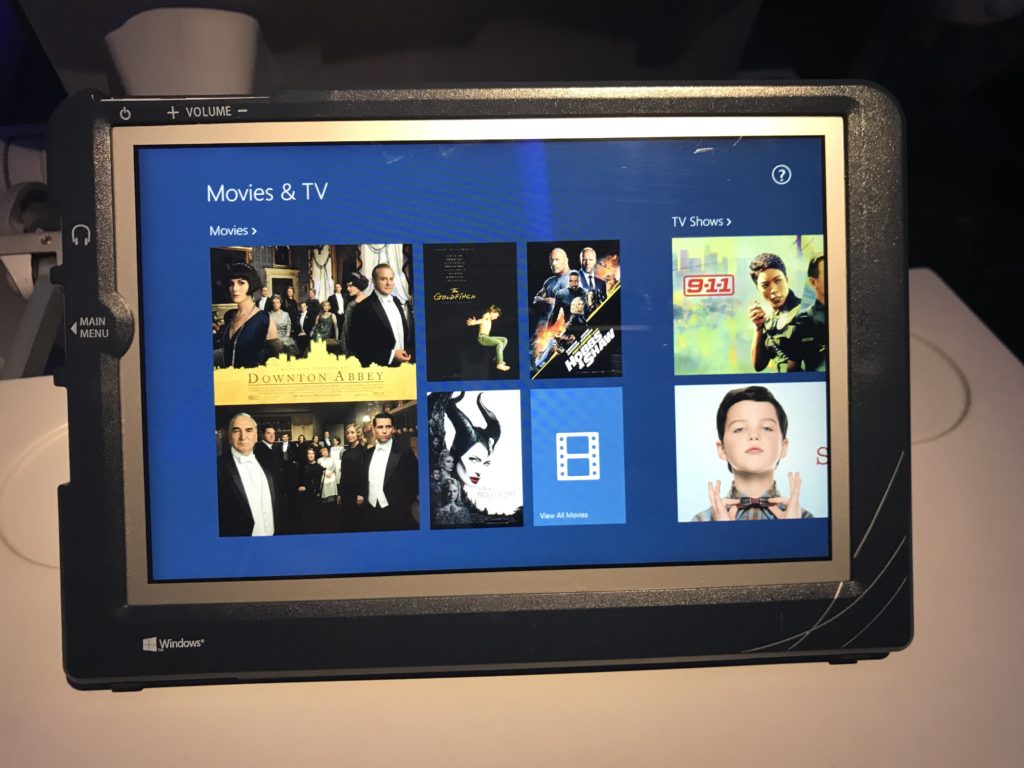 Alaska Airlines 737-900 Premium Class IFE tablet
