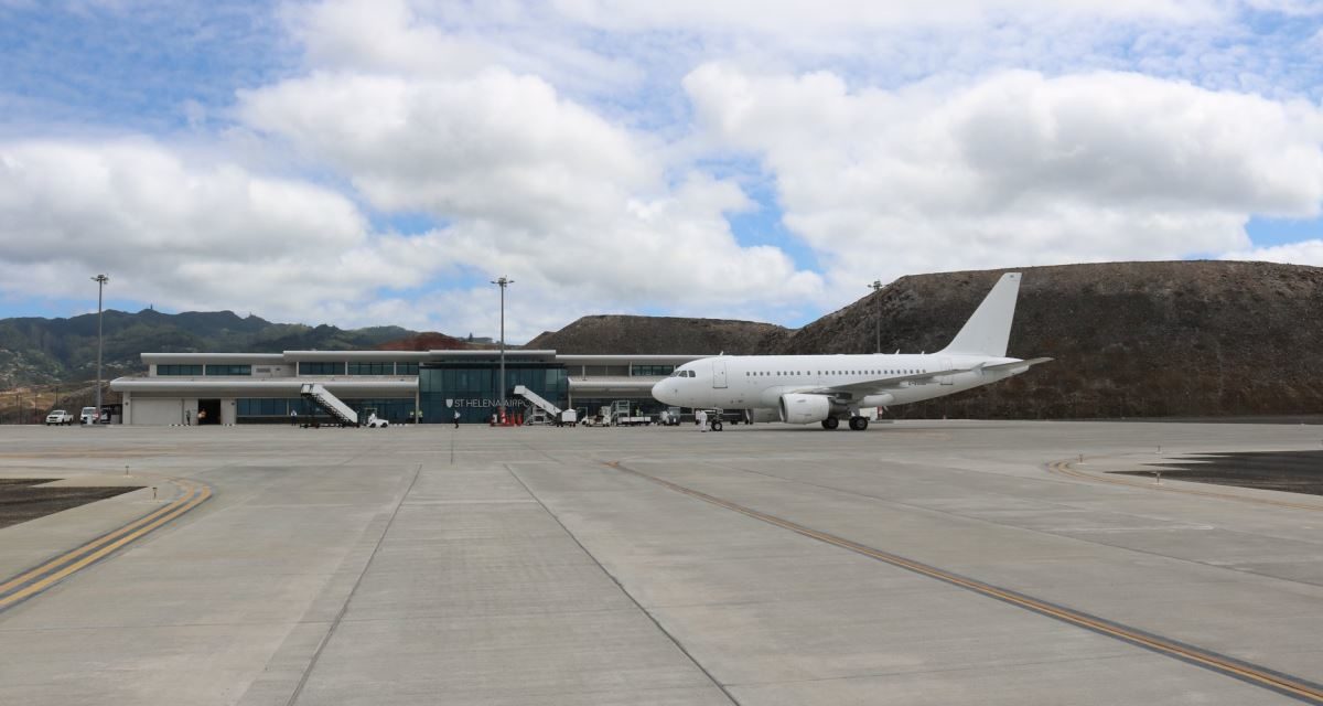 How about this pilots eye view video of Titan Airways A318 landing in St. Helena?