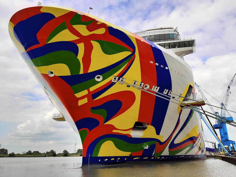 a colorful ship in the water