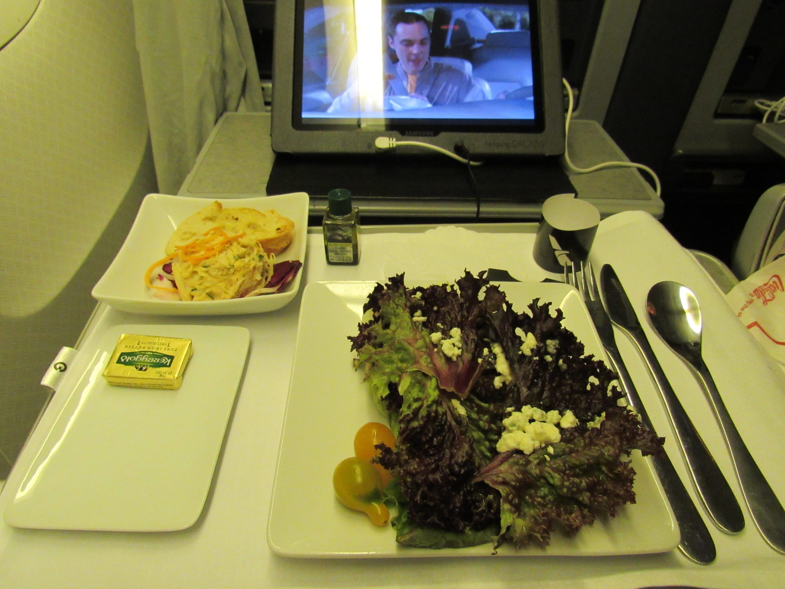Appetizer and Salad American Business Class to Hawaii