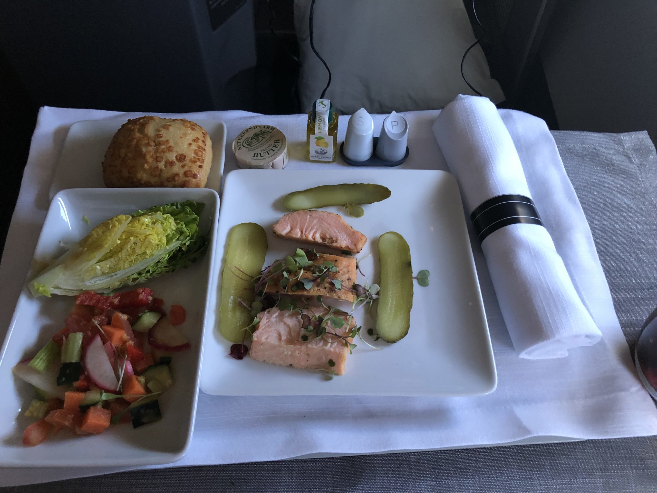 American Airlines Business Class Salmon Appetizer 