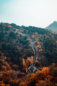 a long wall on a hill