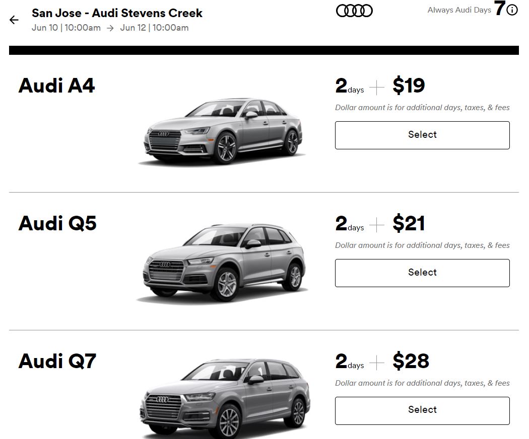 a screenshot of a car price list