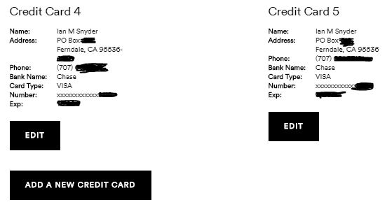 a credit card with black text