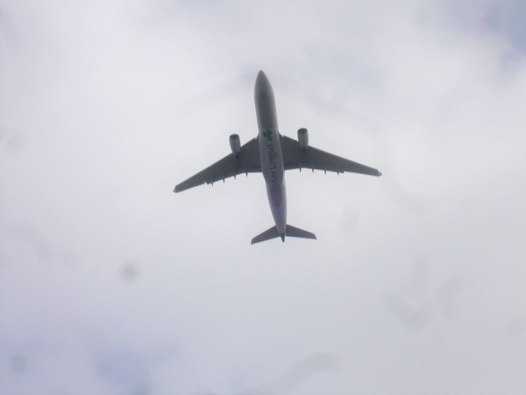 an airplane flying in the sky