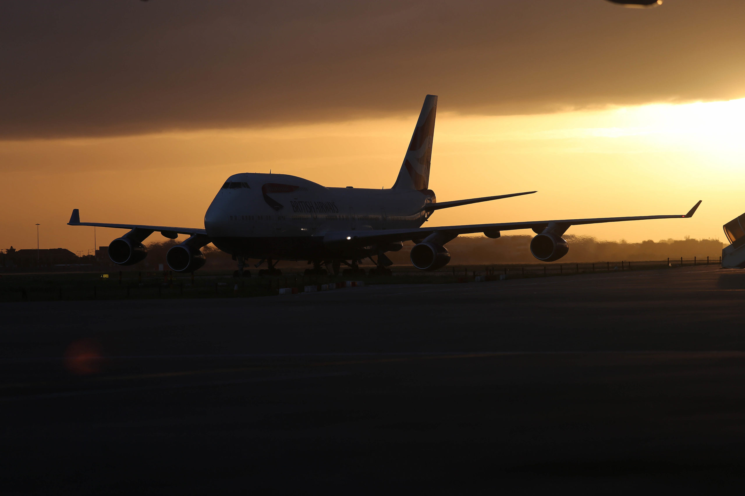 a large airplane on a runway