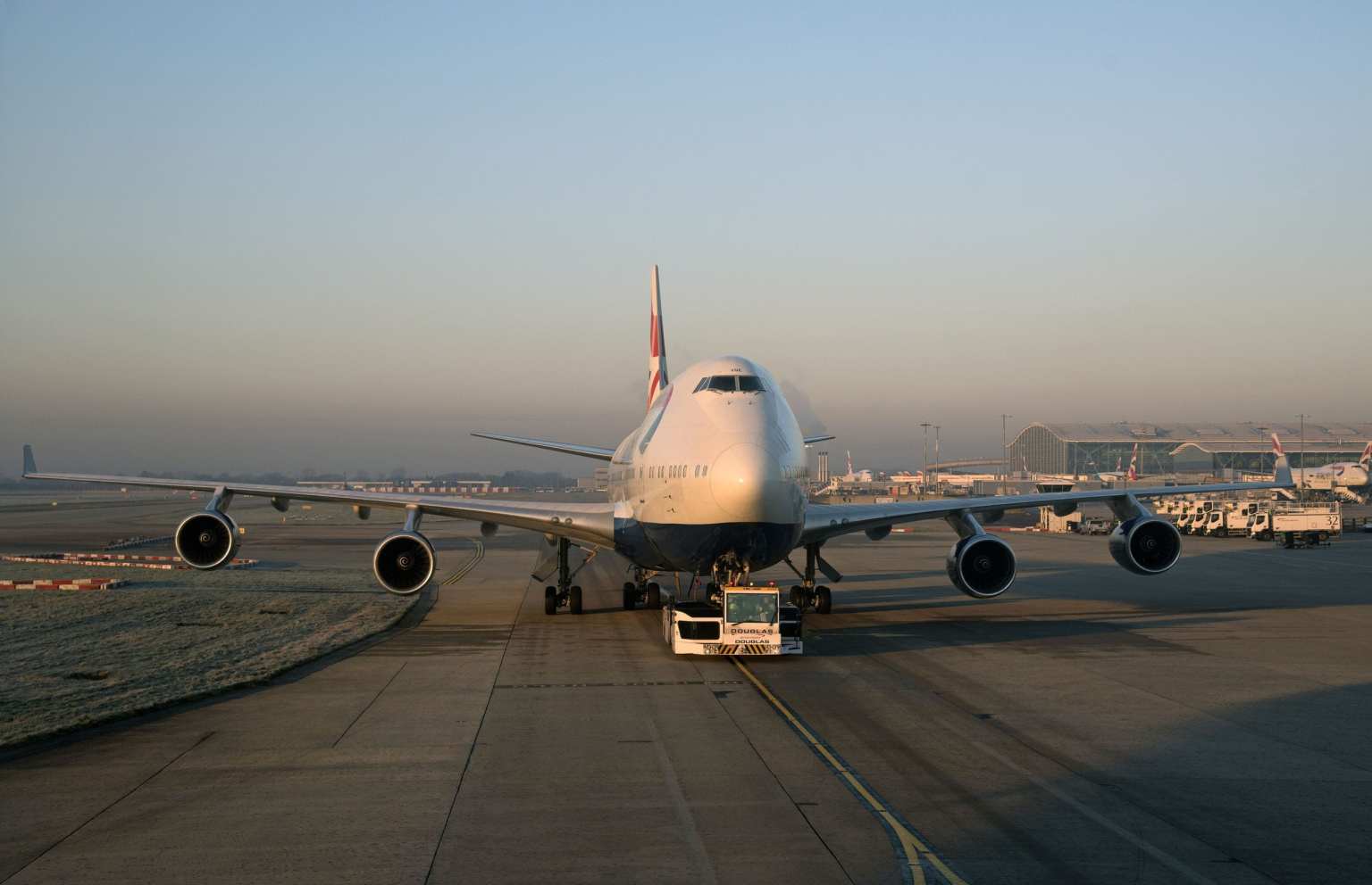 a plane on the runway