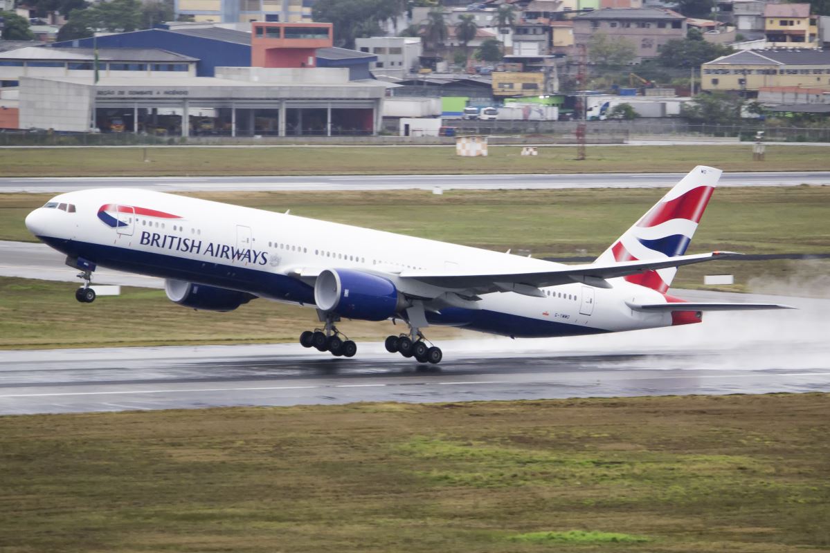 a plane taking off from a runway